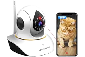 VSTARCAM Pet Camera with Laser, 3MP 2.4GHz WiFi Interactive Dog & Cat Laser Toy with Night Vision, Motion Detection Alerts, APP Remote Control Indoor Security Camera for Pet Monitoring