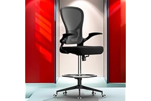 Frylr Ergonomic Drafting Chair Tall Office Chair for Standing Desk - Tall Adjustable High Office Chair with Extended Height, Breathable Mesh Back for Counter Height Desks, Up to 400 lbs, Black