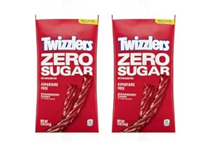 Sugar Free Strawberry Twizzler Twists Licorice - 5 oz Pack of 2 w/Exit 28 Bargains Sticker - Total of 10 oz of Zero Sugar Classic Twists - Aspartame Free
