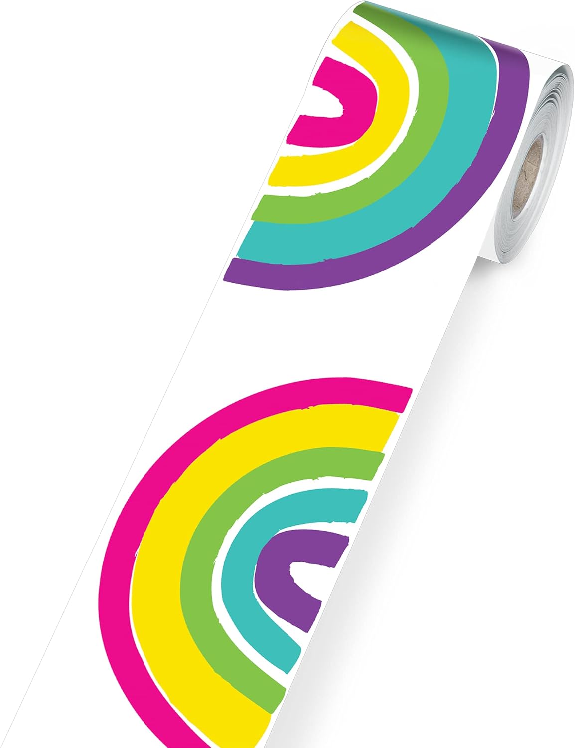 Carson Dellosa Kind Vibes Rolled Rainbow Border—Rolled Border With Colorful Rainbows for Bulletin Boards, Desks, Lockers, Homeschool or Classroom Decor (36 ft)