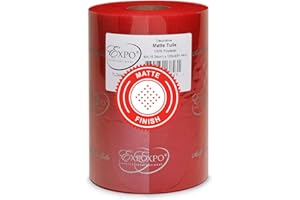 Expo International Decorative Matte Tulle, Roll/Spool of 6” X 100 Yards, Lightweight Polyester Tulle Fabric for Tutus, Costumes, and Party Decorations, Washable, Easy-to-Use, Red