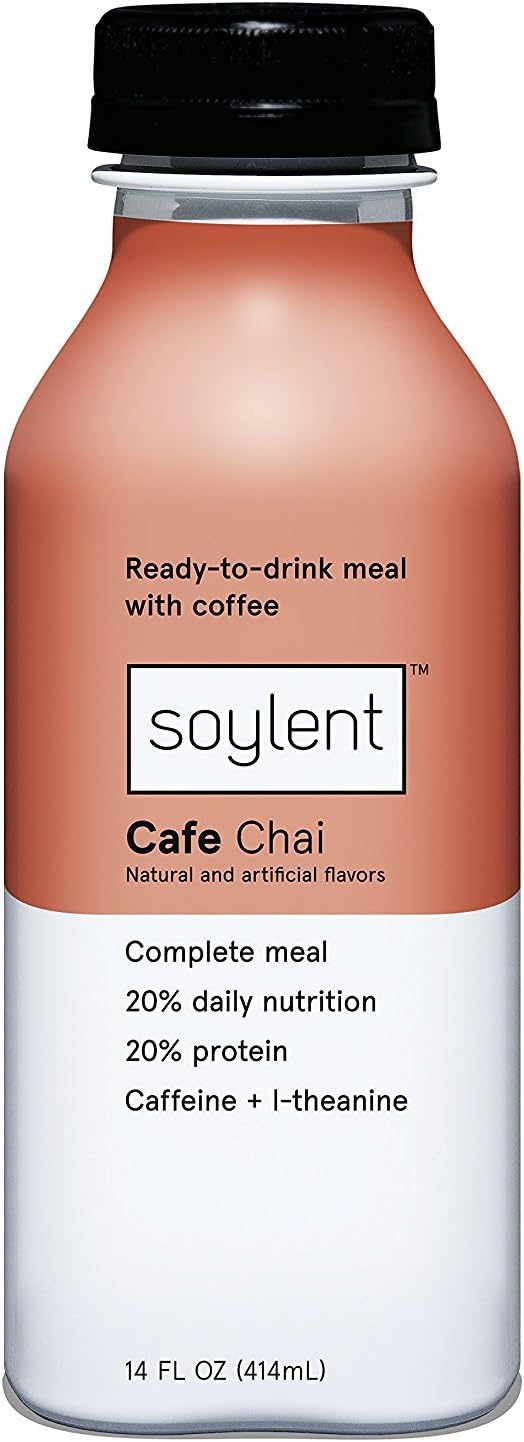 Soylent Cafe Chai, Ready To Drink Breakfast in a Bottle, Nutritionally Complete Meal Replacement Beverage, 14 oz