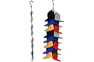 ZUJIACUN Closet hat rack, 16 stainless steel hat storage clips, hat organizer rack for men's or women's room closets - keep h