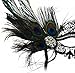 Success Creations Simone Laser-Cut Metal Black Venetian Women's Masquerade Mask w/Peacock Feather