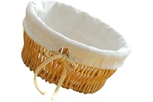 SEWACC Woven Small Round Bread Basket for Serving Steamed Buns and Fruits, Natural Rattan Food Storage