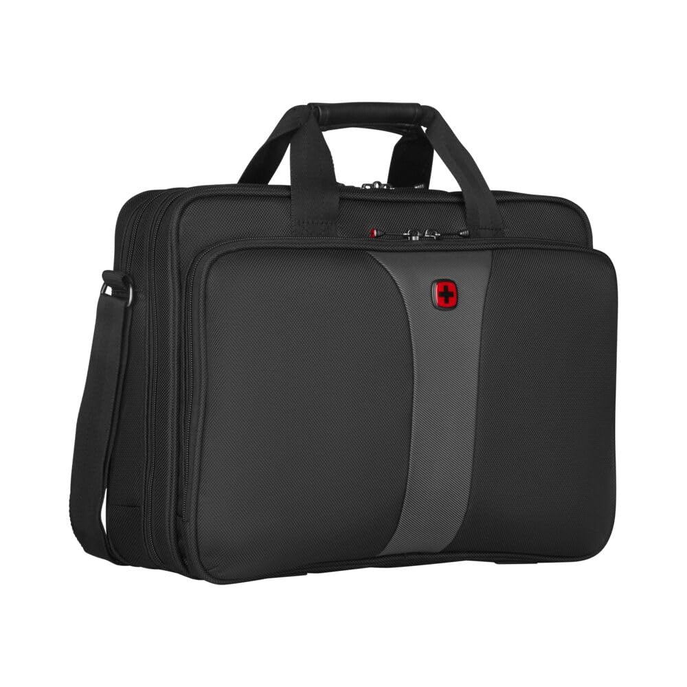 Wenger Legacy 16 Briefcase, Laptop case with Shoulder Strap, Notebook up to 16 inches, 15 L, for Men and Women, Office, Business, uni or School, Black/Gray, 600648