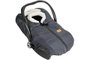 Zooawa Car Seat Cover for Babies, Winter Infant Car Seat Cover with Visible Mesh Window, Waterproof & Coldproof Carseat Cover with "T" Shape Zipper for Most Newborn Car Seat, Gray