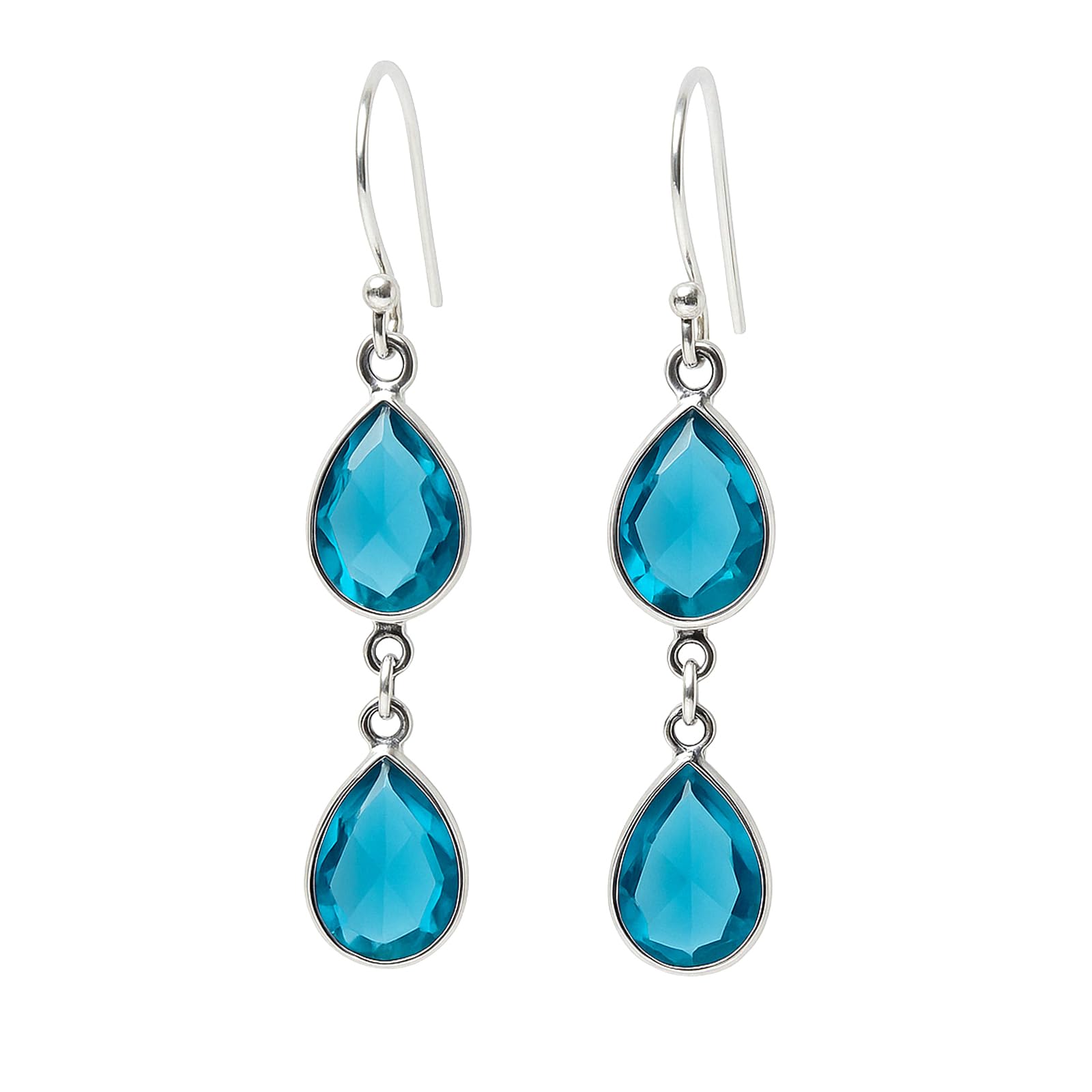 Blue Topaz Pear Shape Gemstone Earrings, 925 Sterling Silver Fashion Party Jewellery Handmade Earrings