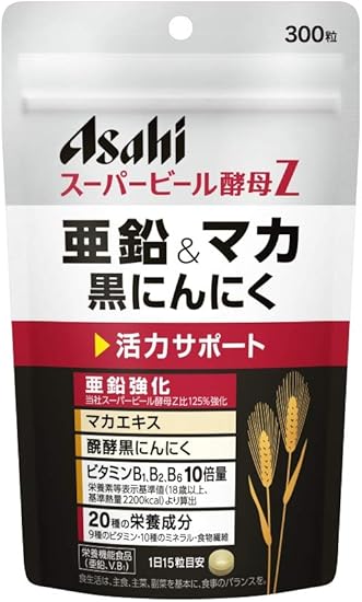 アサヒグループ食品 スーパービール酵母z 亜鉛 マカ 黒にんにく 300粒 日分 ビール酵母 ビール酵母 Amazon