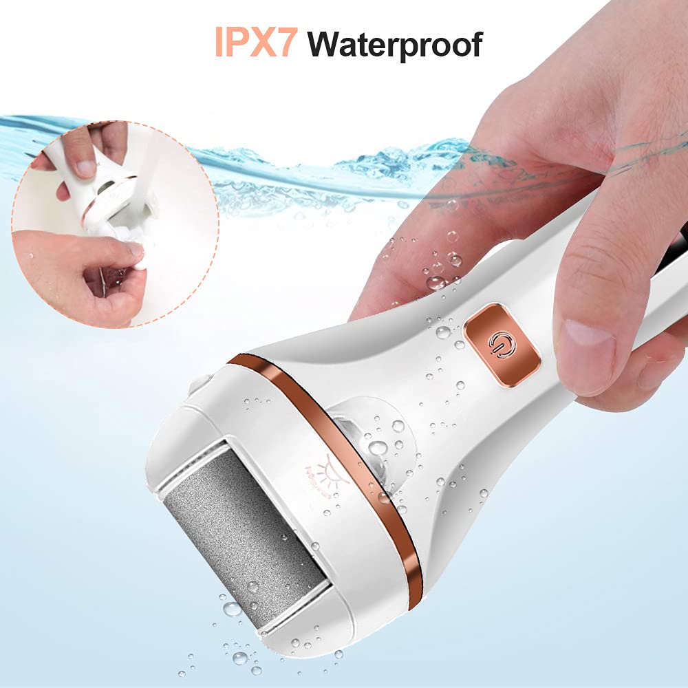 MOREVAC Electric Foot File Callus Remover, Rechargeable Pedicure Tools Foot Care Kit, Callus Remover for Feet with 3 Roller Heads,2 Speed, Display for Remove Cracked Heels Calluses and Hard Skin - Image 4