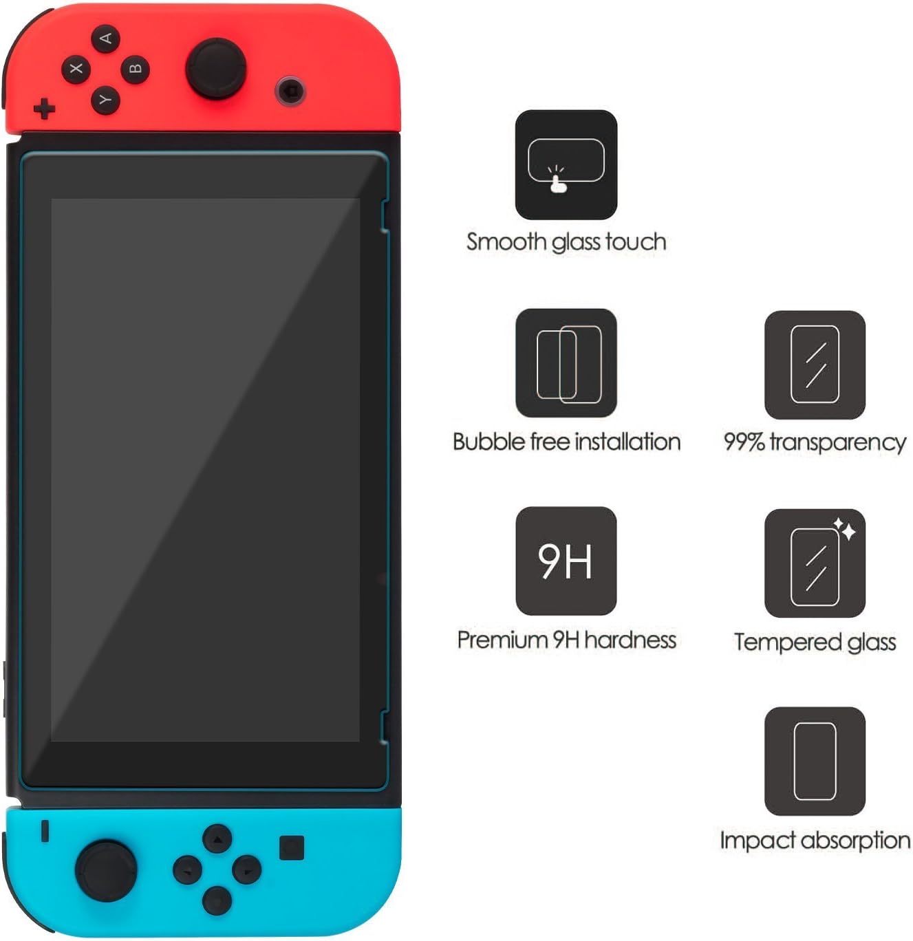 Keten 13 in 1 Accessories Kit for Nintendo Switch Including Carrying Case/Switch Clear Cover Case/Adjustable Stand/Tempered Glass Screen Protector (2 Packs): Electronics