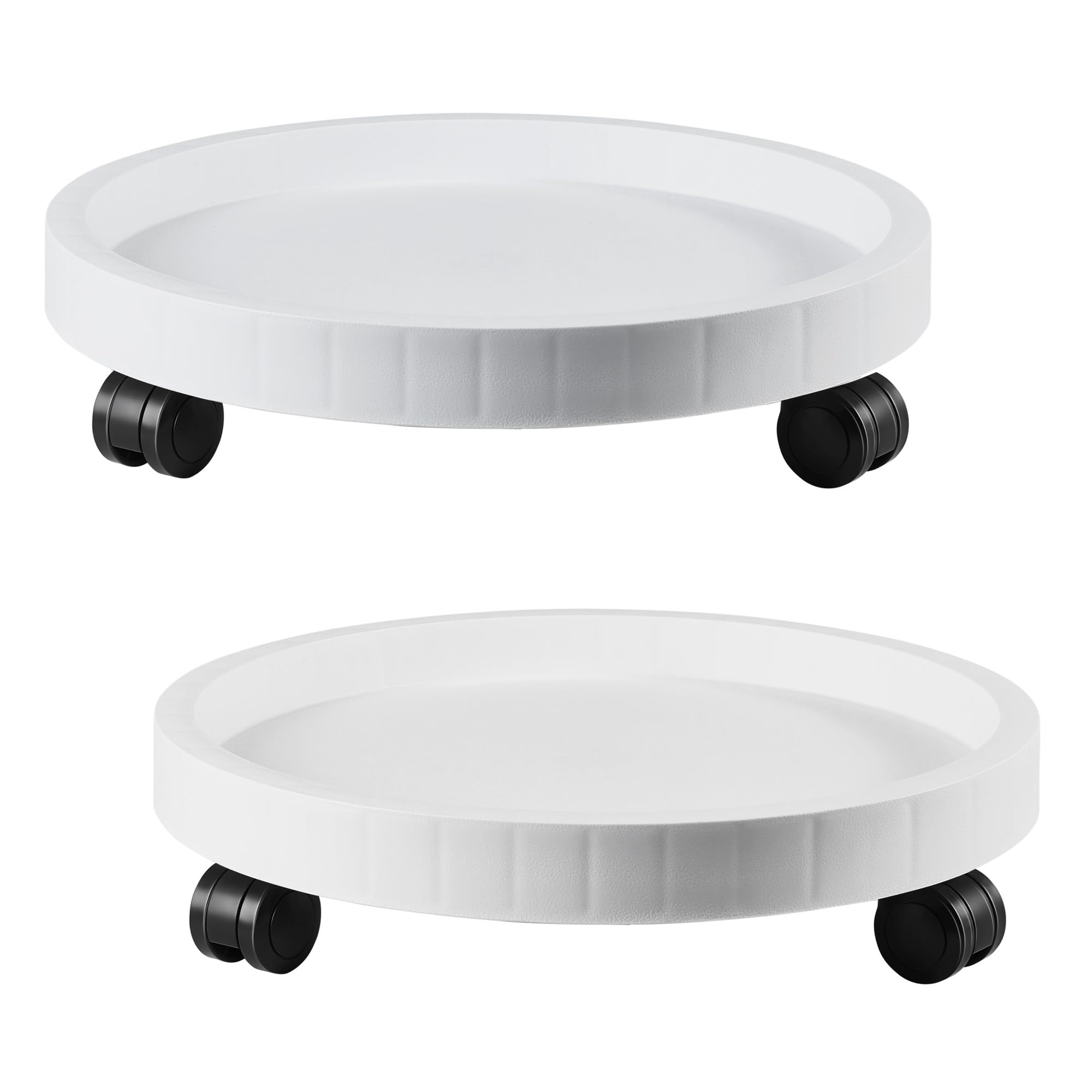 Photo 1 of (SINGLE) (USED/FAIR) 2 Pack of 11 Inch Planter Caddies Rolling Saucer Caddy with Wheels, Heavy Duty Wheeled Stand for Potted Plant, Round Coaster Roller Base Tray with Casters, Flower Pot Dolly Holder for Indoor Outdoor