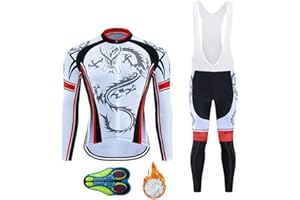MOXILYN Men Cycling Clothing Set Winter Long Sleeve Jacket Bike Jersey Kit Plus Velvet Riding Clothes + Cycling Pants with 20D Pad