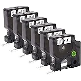 Molabel Compatible with Dymo D1 Label Tape 45013 6-Pack – Black on White 1/2" (12 mm) × 23 ft – Replacement Refill for DYMO LabelManager 160 280 210D 360D 420P & 450 Duo