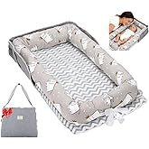 Loevin Baby Lounger for Newborn Portable Bag,Baby Lounger Play Mat for Awake-Time,Newborn Babies Essentials Gifts 0-24 Months Home Travel(Elephant Grey)