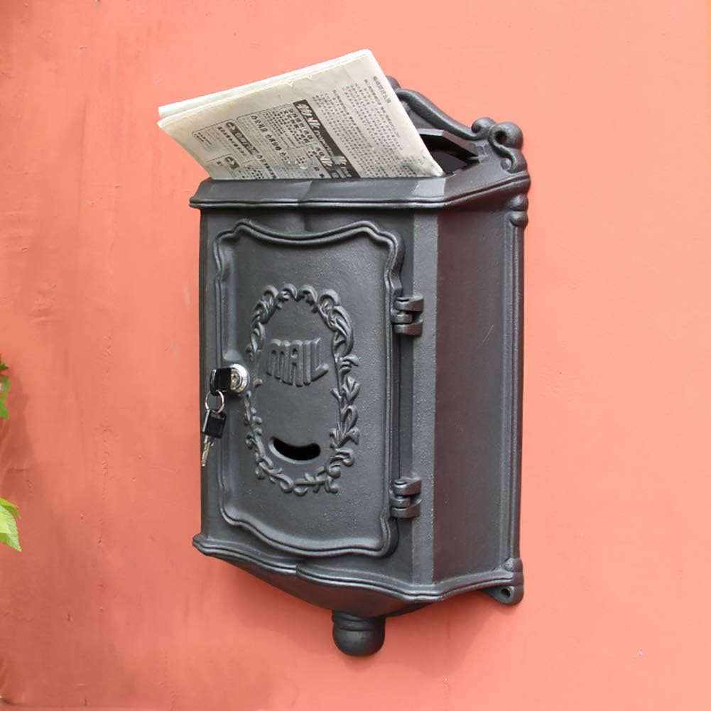 SRFDD WallMount Post Mail Box, European Pastoral Retro Wall Letter Box