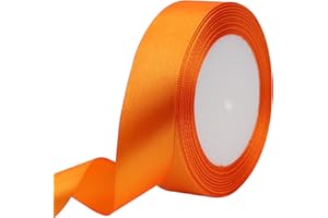 RIUNBB Orange Solid Satin Ribbon 1 Inch 25 Yards Solid Polyester Fabric Ribbon for Gift Wrapping Wedding Christmas Baby Shower Birthday Party Decoration Handmade Immortal Flower Craft