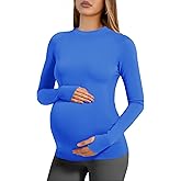 Yousify Women’s Long Sleeve Maternity Tops Pregnancy Shirts Workout Yoga Athletic Tops Blouses with Thumb Holes