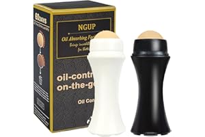 NGUP 2Pcs Volcanic Face Roller Oil Control On The Go Oil-Absorbing Blotting Tool Natural Volcanic Roller Stone Ball (Black and White)