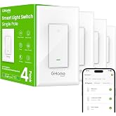 GHome Smart Switches for Lights, Single Pole WiFi, Works with Alexa, 4 Pack | Google Home Compatible, Neutral Wire Required, 2.4GHz WiFi, Voice Control, App Control, Schedule, Timer, UL FCC Listed