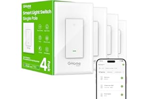 GHome Smart Switches for Lights, WiFi Smart Light Switch Works with Alexa and Google Home, Single-Pole, Neutral Wire Required, 2.4Ghz WiFi Light Switch with APP Control, No Hub Required, UL FCC Listed