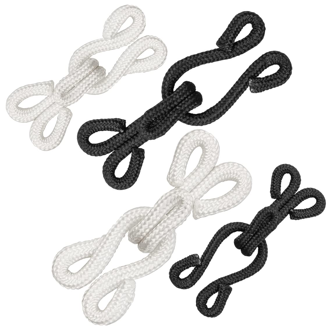 40 Set Extra-large Covered Sewing Hook & Eye Latch for Clothing, Jackets, Coats & Costumes, 2 Sizes, Black & White