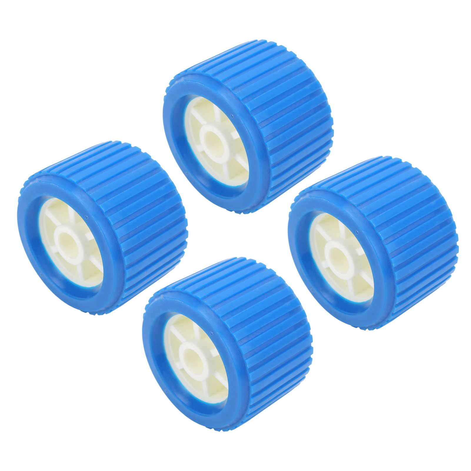 4 Pieces Marine Ribbed Roller 108x75x19mm Blue PP High Temperature for Boat Yacht Trailer