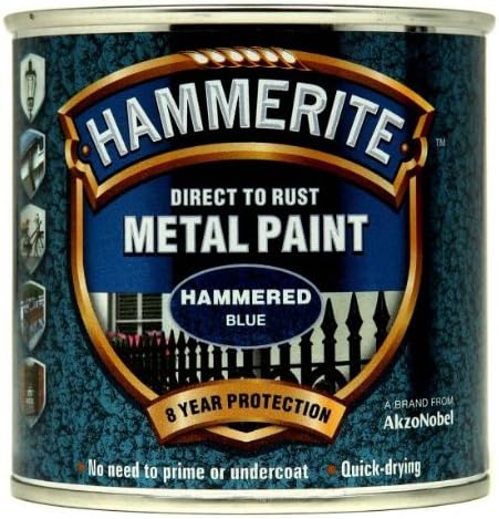 Hammerite 5092936 Direct to Rust Metal Paint - Hammered Blue Finish 250ML, 250 ml (Pack of 1)