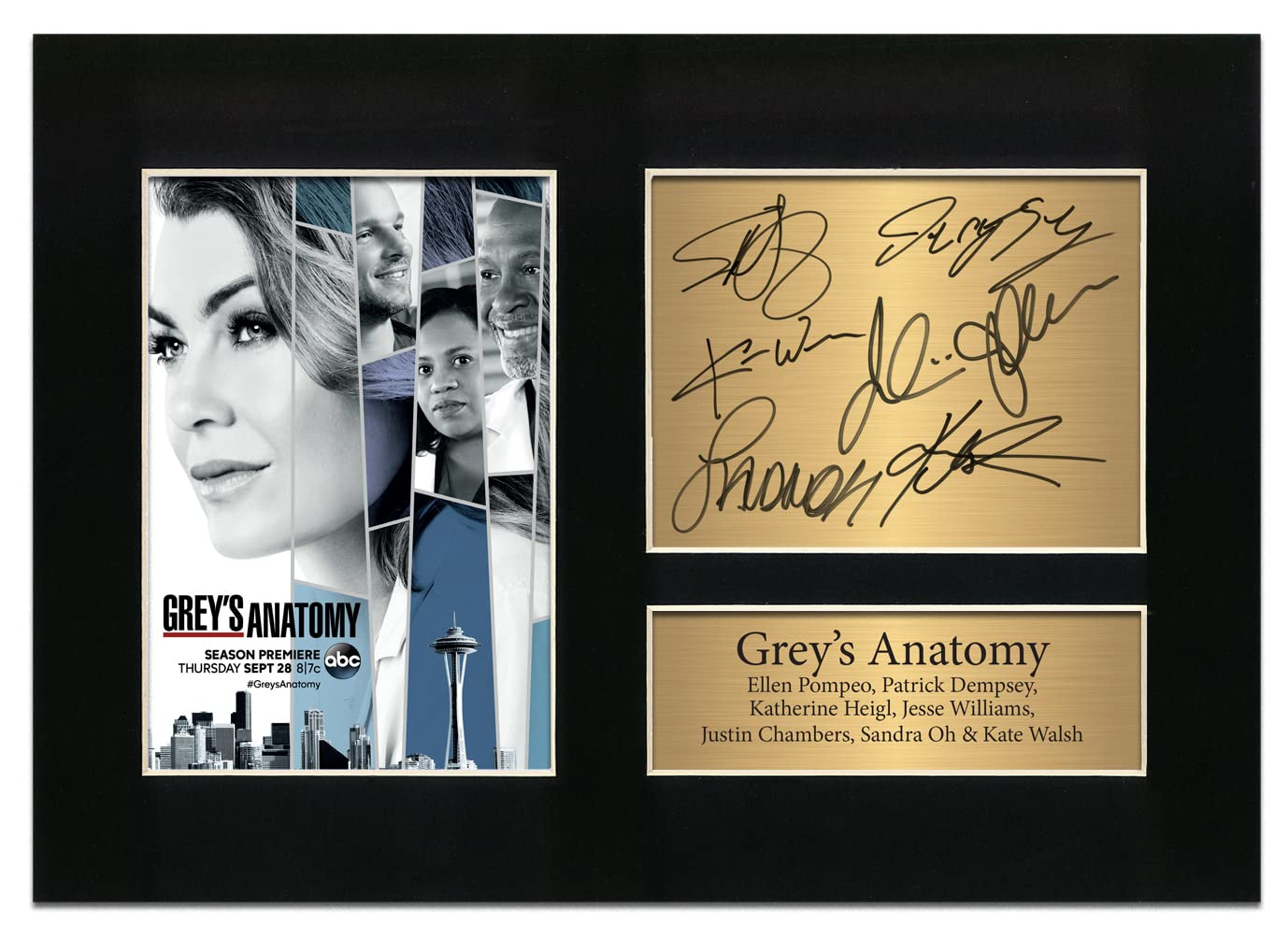 Zulu Image Grey's Anatomy Cast Signed Autograph | A4 Printed Photo Reproduction Merch Memorabilia Print Picture Display No78, Black