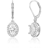 MDFUN Dangle Earrings 18K White Gold Plated Round Princess Halo Square Heart Teardrop Eye Cut Clear Cubic Zirconia Drop Earrings for Women Hypoallergenic