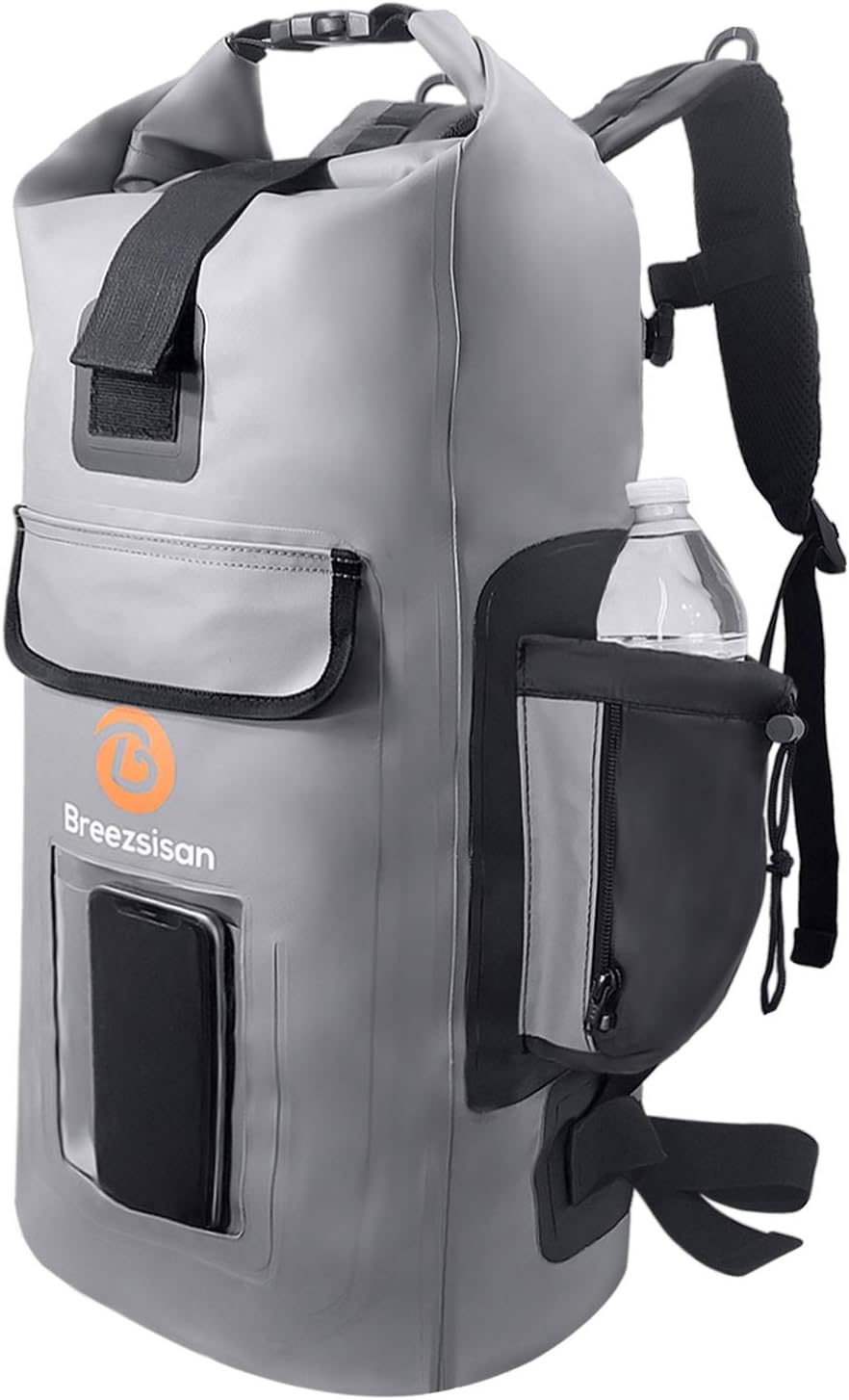 Breezsisan Dry Bags Backpack Waterproof 27L with Front Zippered Pocket - Dry Bag Outdoor Products for: Kayaking, Beach, Rafting, Boating, Camping Fishing Paddle Board Jet Ski