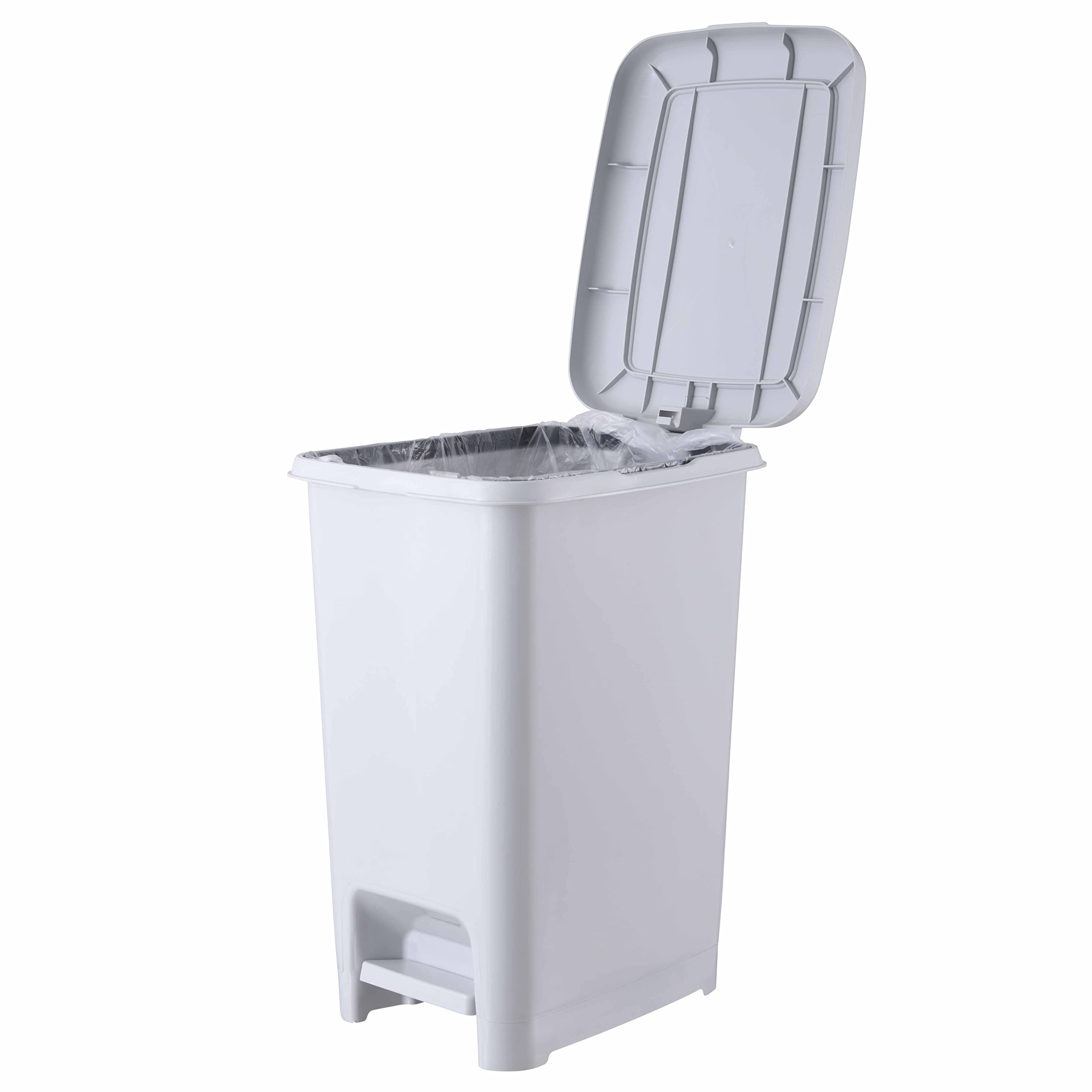 Photo 1 of Superio Slim Step On Pedal Plastic Trash Can, Waste Bin for Under Desk, Office, Bedroom, Bathroom, Kitchen (2.5 gal) (White Smoke)