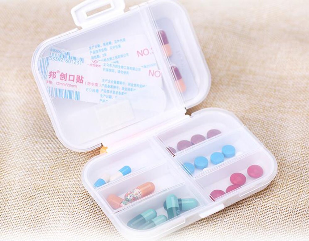 Weekly Pill Organizer Box ,Portable Travel Medicine Vitamin Supplements Pill Box Case for Purse or Pocket, 8 Large Compartments BPA Free