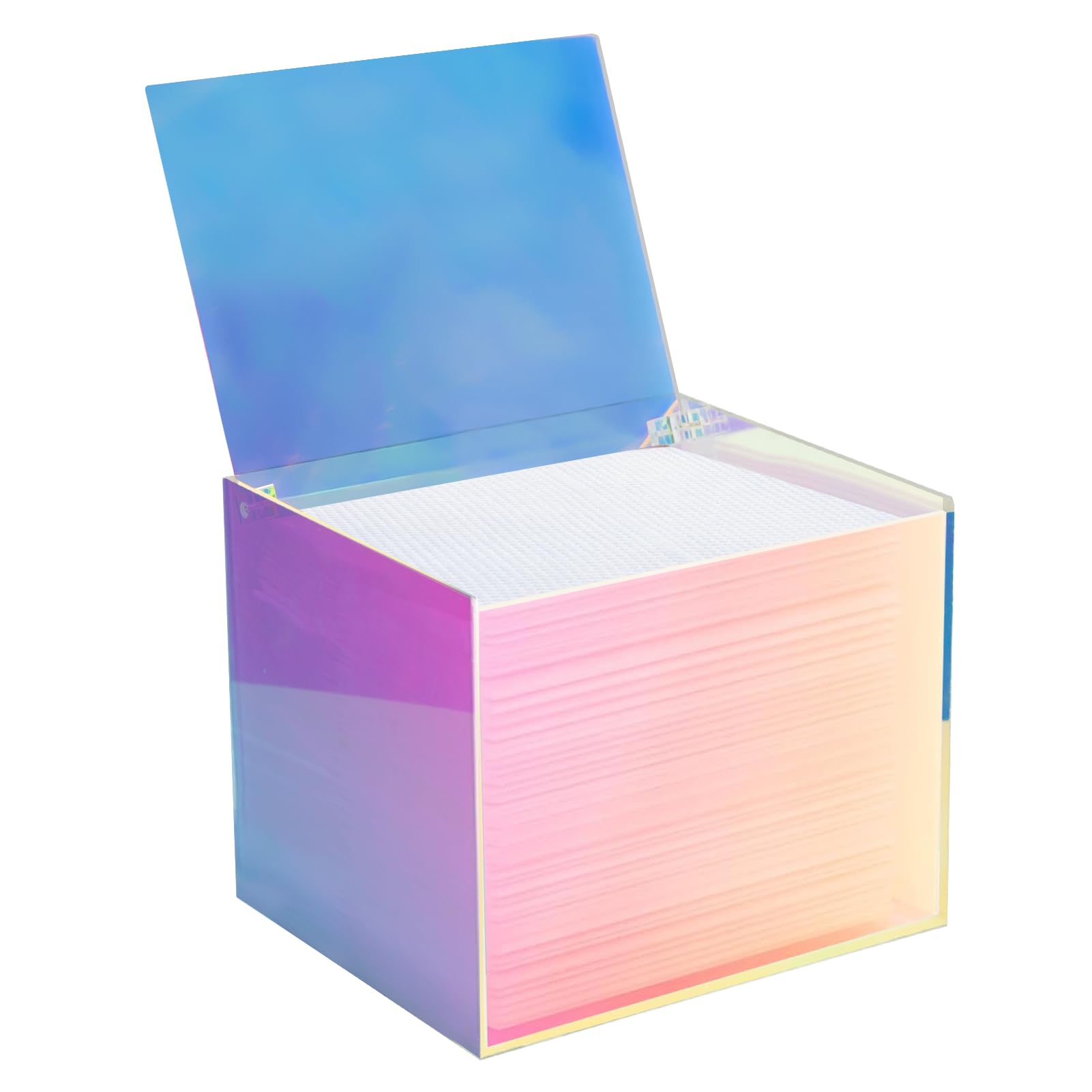 Photo 1 of Watpot Disposable Face Towel Storage Box Compatible with Facial Towel XL, Acrylic Disposable Face Towelette Holder Container, Rainbow
