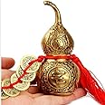 Gourd Brass Pure Brass Wu Lou Cucurbit with 5 Chinese Good Luck Hu Lu Gourd Office Bedroom Car Hanging Ornaments