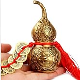 Chinese Brass Wu Lou Gourd Ornaments, Traditional Hu Lu Good Luck Hanging Decor