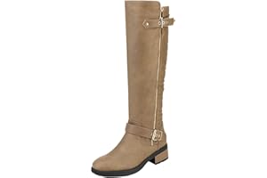 DREAM PAIRS Women's Knee High Boots Wide Calf Low Heel Riding Boots Fall Tall Boots for Women