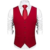 DiBanGu Men's Formal Suit Vest Solid Business Vest Slim Fit V-Neck Dress Waistcoat for Suit or Tuxedo Wedding Party
