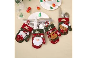 Christmas Tableware Holders 4Pcs Christmas Table Centrepiece Decoration Kitchen Cutlery Suit Silverware Holders Pockets Knife