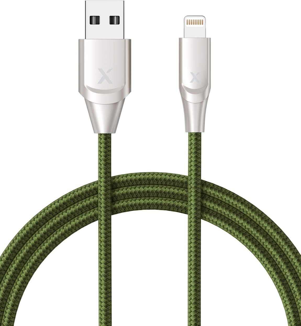 Xcentz iPhone Charger 3ft, MFi Certified Lightning Cable iPhone Charger Cable Metal Connector, Durable Braided Nylon High-Speed Charging Cord for iPhone 11/X/XS Max/XR/8 Plus/7/6/5, iPad, Green