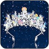 JAKAWIN Mermaid Costume Tiara Silver Seashell Crowns for Women