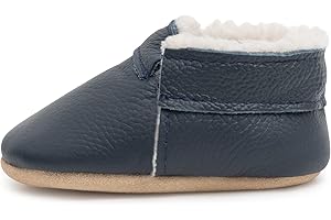 BirdRock Baby Sherpa Moccasins - Cozy, Genuine Leather Winter Shoes for Boys and Girls