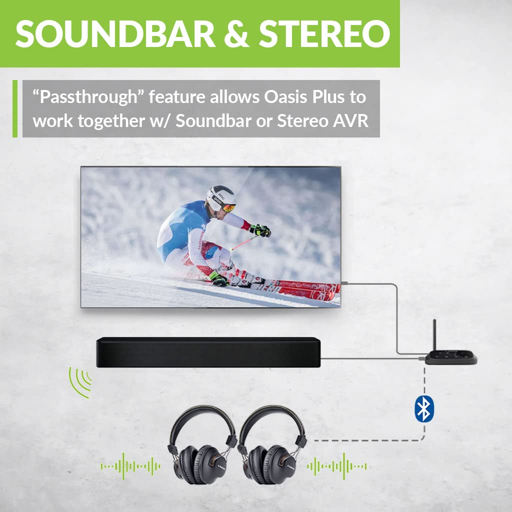 Avantree Oasis Plus & Aria Me: aptX Low Latency & HD Bluetooth Transmitter for TV & Wireless Headphones Personalized Sound w/App, Noise Cancelling, Charging Stand, aptX HD Low Latency