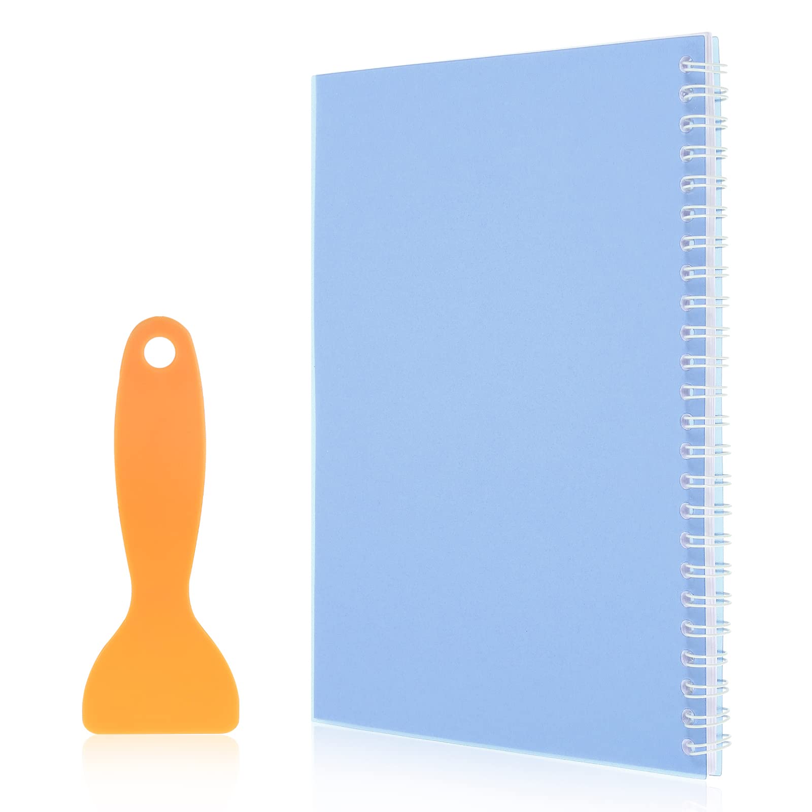 Sticker Collection Book, Reusable Sticker Album Book with a Plastic Spatula 8.3 x 5.8 Inches, Notepads Activity Sticker Collection Accessories for Kids Adults Collecting Stickers, Labels (Blue)