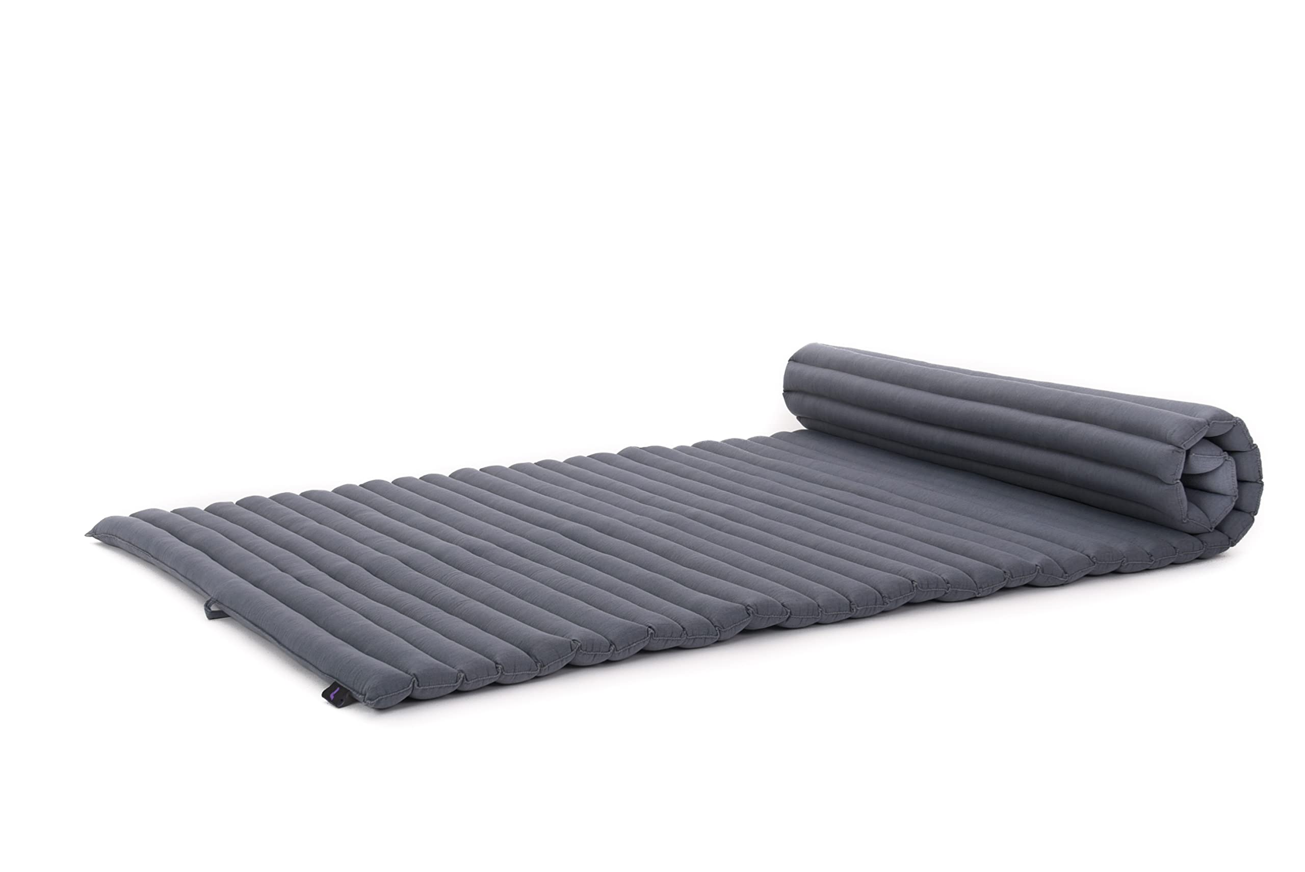 Leewadee Rollable Floor Mat L – Comfortable and Rollable Thai Mattress, Soft Massage Mat Filled with Eco-Friendly Kapok, 190 x 100 cm, anthracite