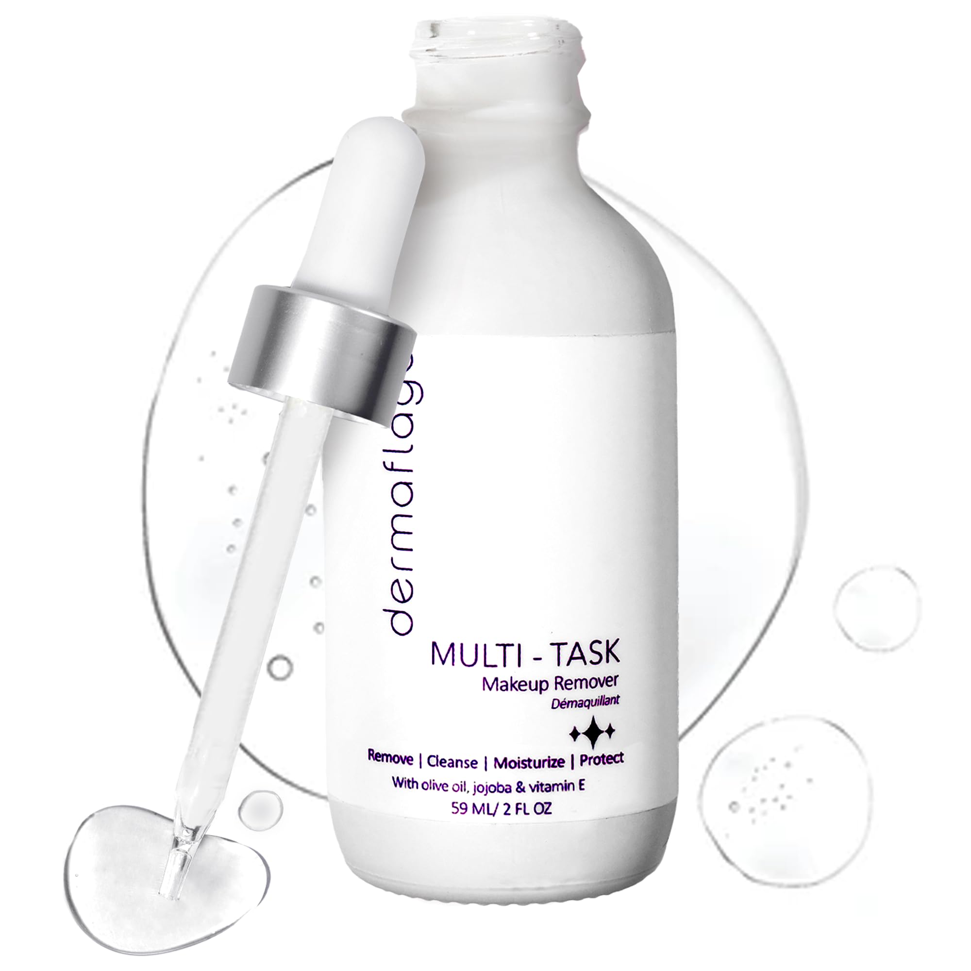 Dermaflage Multi-Task Makeup Remover oil cleanser - Hydrating Formula for Removing Long-Wear Makeup, Dermaflage Topical Filler - No Alcohol, Fast absorbing - 2 fl oz.