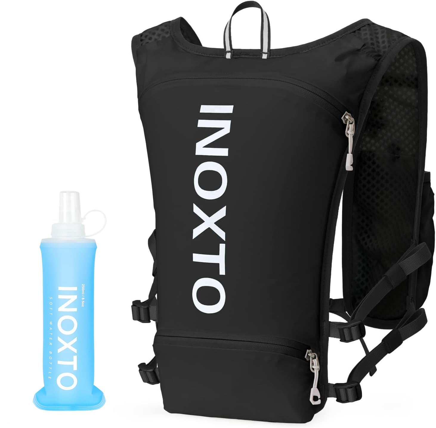 Photo 1 of INOXTO Running Hydration Vest ,Lightweight Insulated Pack with 250ml Soft Flask Daypack for Hiking Trail Running Cycling Race Marathon for Women Men (Black, Standard)