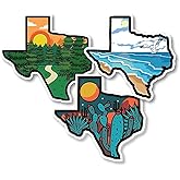 State of Texas Landscape Decal Bumper Sticker Bundle for Cars, Cups, Laptops, Coolers (Three Pack X3) (3"x3")