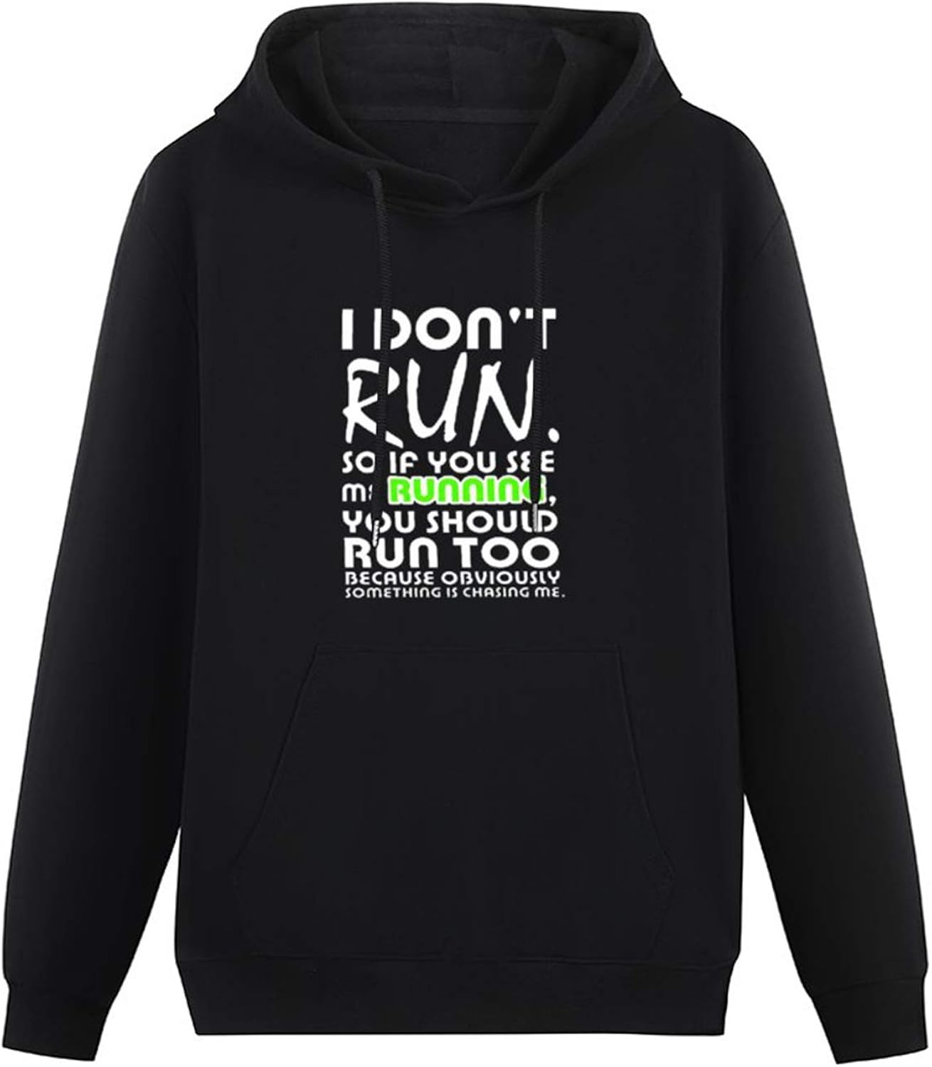 I Don't Run Funny Joke Running Parody Printed Hoodie Long Sleeve Hooded