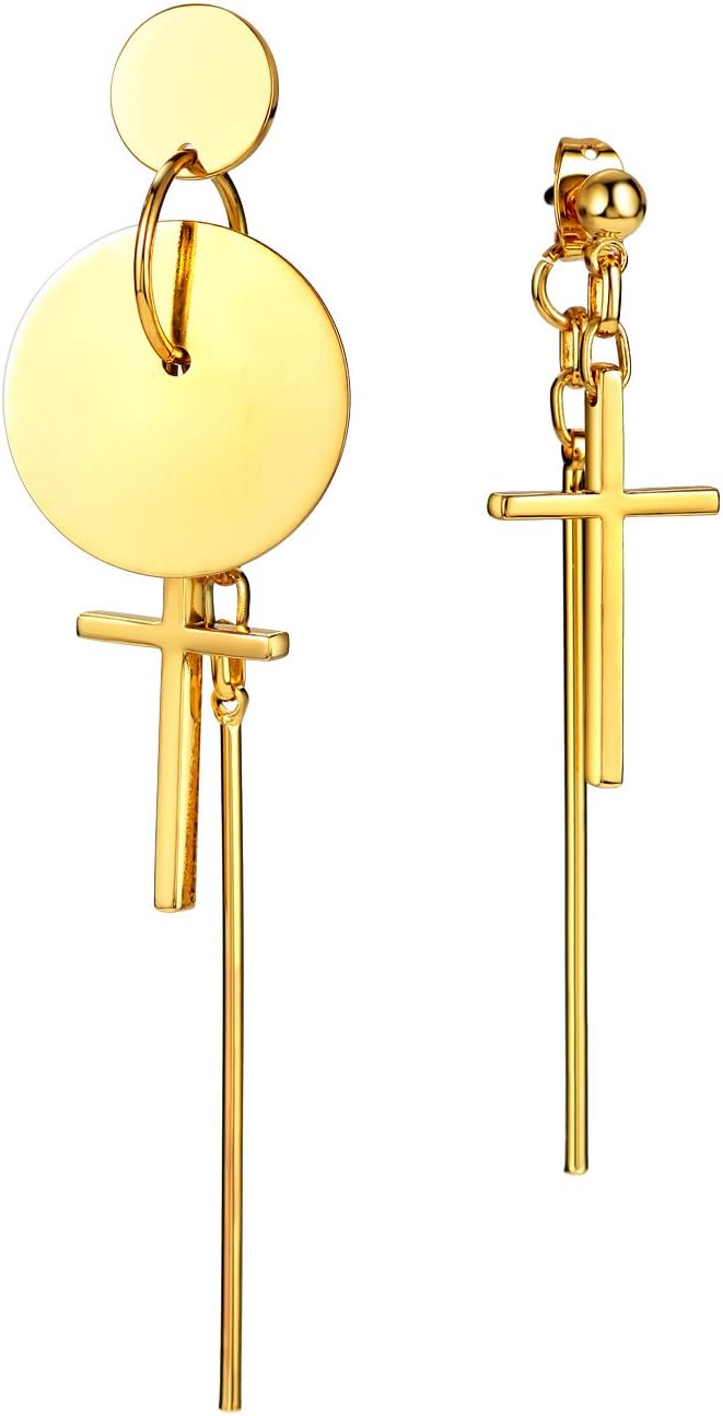 Women's 18K Gold Earrings，Hypoallergenic Cross Dangle Stud Earrings Piercing Jewelry Earrings